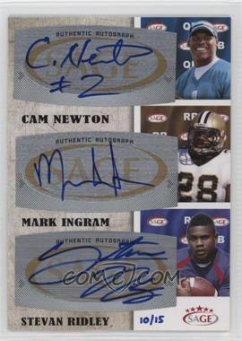 2011 SAGE Five Star - Triple Autographs #TA-2 - Cam Newton, Mark Ingram, Stevan Ridley /15