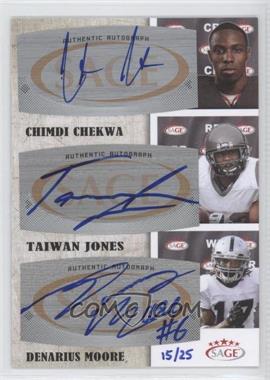 2011 SAGE Five Star - Triple Autographs #TA-23 - Chimdi Chekwa, Taiwan Jones, Denarius Moore /25