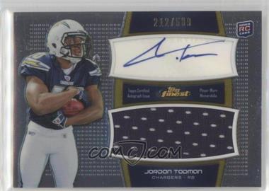 2011 Topps Finest - Autograph Jumbo Relics #AJR-JT - Jordan Todman /589