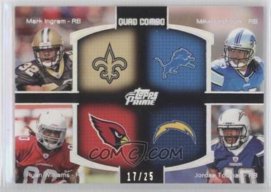 2011 Topps Prime - Quad Combo Relics - Silver Rainbow #QCR-ILWT - Mark Ingram, Mikel Leshoure, Ryan Williams, Jordan Todman /25