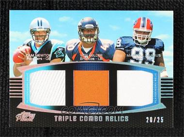 2011 Topps Prime - Triple Combo Relics - Silver Rainbow #TCR-NMD - Cam Newton, Von Miller, Marcell Dareus /25