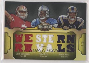 2011 Topps Triple Threads - Relic Combos - Gold #TTRC-37 - Colin Kaepernick, Titus Young, Austin Pettis /9