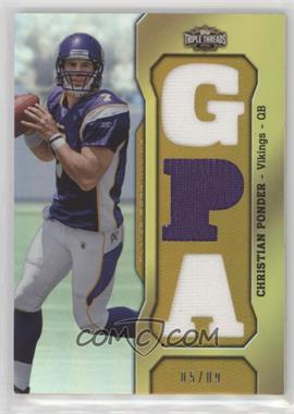 2011 Topps Triple Threads - Relics - Gold #TTR-18 - Christian Ponder /9 [Noted]