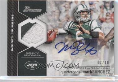 2012 Bowman - Inside the Numbers Relics - Autograph Patch #ITNAR-MS - Mark Sanchez /10