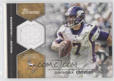 2012 Bowman - Inside the Numbers Relics #ITNR-CP - Christian Ponder
