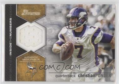 2012 Bowman - Inside the Numbers Relics #ITNR-CP - Christian Ponder