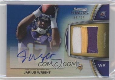 2012 Bowman Sterling - Autographed Rookie Relic - Blue Refractor #BSAR-JW - Jarius Wright /99