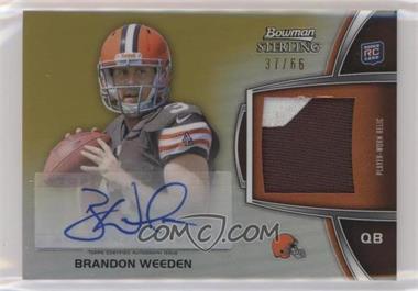2012 Bowman Sterling - Autographed Rookie Relic - Gold Refractor #BSAR-BW - Brandon Weeden /66