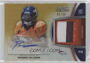 2012 Bowman Sterling - Autographed Rookie Relic - Gold Refractor #BSAR-RH - Ronnie Hillman /66