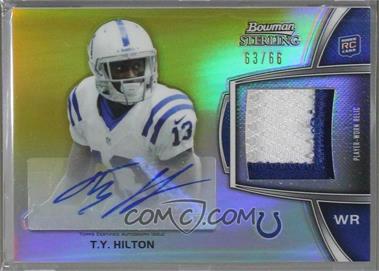 2012 Bowman Sterling - Autographed Rookie Relic - Gold Refractor #BSAR-TYH - T.Y. Hilton /66 [Noted]