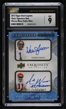 2012 Exquisite Collection - Choice Signatures Dual #WMAW - Warren Moon, Andre Ware [CSG 9 Mint]