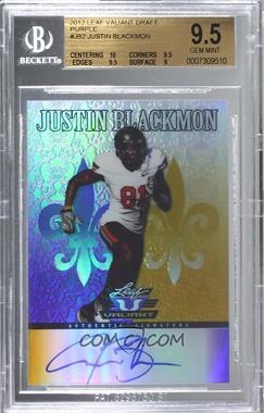 2012 Leaf Valiant - [Base] - Purple #JB2 - Justin Blackmon /25 [BGS 9.5 GEM MINT]