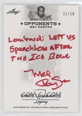2012 Leaf Vince Lombardi Legacy - Opponents Inscriptions - Red Ink #PA-MR1 - Mel Renfro