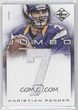 2012 Limited - Jumbo Materials - Jersey Numbers #19 - Christian Ponder /25