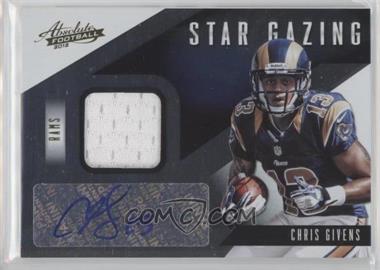 2012 Panini Absolute - Star Gazing Materials - Signatures #9 - Chris Givens /49
