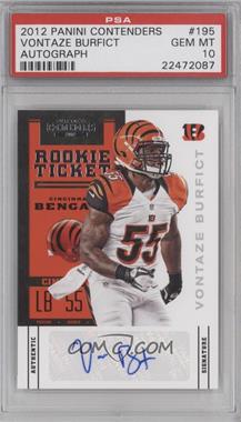 2012 Panini Contenders - [Base] #195.1 - Rookie Ticket - Vontaze Burfict [PSA 10 GEM MT]