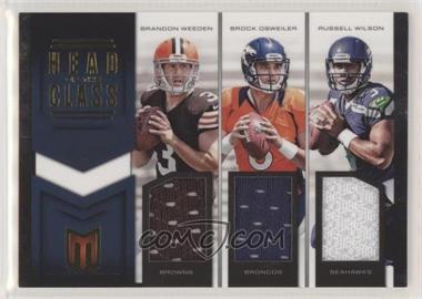 2012 Panini Momentum - Head of the Class Triple Materials #5 - Brandon Weeden, Brock Osweiler, Russell Wilson /99