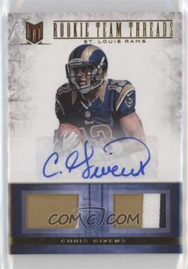 2012 Panini Momentum - Rookie Team Threads Materials - Combo Prime Signatures #20 - Chris Givens /15