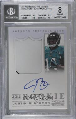 2012 Panini National Treasures - [Base] #305 - Rookie Signature Materials - Justin Blackmon /99 [BGS 8 NM‑MT]