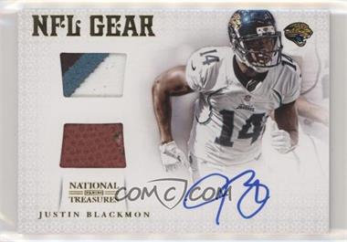 2012 Panini National Treasures - NFL Gear - Dual Materials Signatures Prime #12 - Justin Blackmon /15