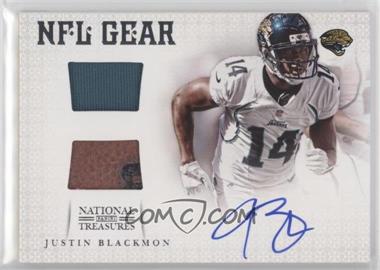 2012 Panini National Treasures - NFL Gear - Dual Materials Signatures #12 - Justin Blackmon /49
