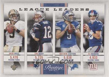 2012 Playoff Prestige - League Leaders #16 - Drew Brees, Tom Brady, Matthew Stafford, Eli Manning