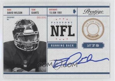 2012 Playoff Prestige - NFL Passport - Signatures #4 - David Wilson
