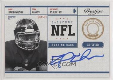 2012 Playoff Prestige - NFL Passport - Signatures #4 - David Wilson