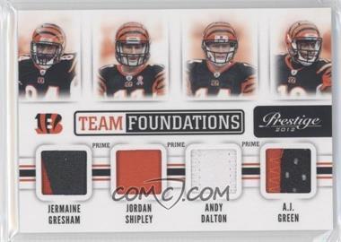 2012 Playoff Prestige - Team Foundations Materials Quads - Prime #2 - Andy Dalton, Jermaine Gresham, Jordan Shipley, A.J. Green /49