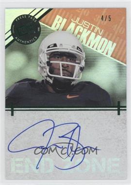 2012 Press Pass Showcase - End Zone Autographs - Green #EZ-JB - Justin Blackmon /5