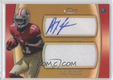 2012 Topps Finest - Autographed Jumbo Relic - Gold Refractor #AJR-AJJ - A.J. Jenkins /75