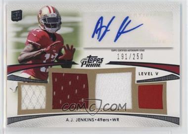 2012 Topps Prime - Level V Autograph Relics #PV-AJ - A.J. Jenkins /250