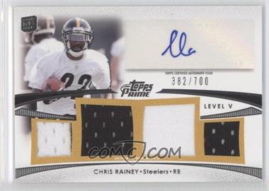 2012 Topps Prime - Level V Autograph Relics #PV-CRA - Chris Rainey /700