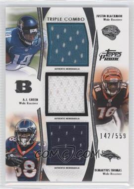 2012 Topps Prime - Triple Combo Relics #TCR-BGT - Justin Blackmon, A.J. Green, Demaryius Thomas /559