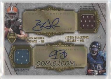 2012 Topps Supreme - Dual Autographed Relics #SDAR-WB - Brandon Weeden, Justin Blackmon /5