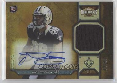 2012 Topps Triple Threads - Rookie Autograph Relics - Gold #TTRAR-45 - Nick Toon /25