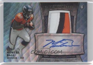 2013 Bowman Sterling - Autograph Rookie Relics - Blue Wave Refractor #BSAR-MBA - Montee Ball /125