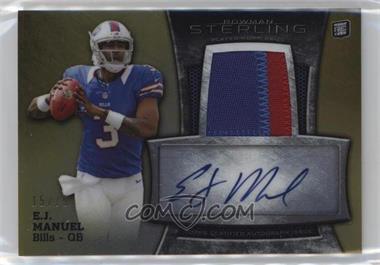 2013 Bowman Sterling - Autograph Rookie Relics - Gold Refractor #BSAR-EJM - E.J. Manuel /75 [EX to NM]