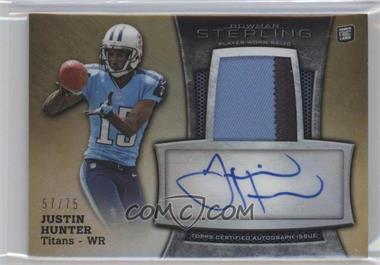 2013 Bowman Sterling - Autograph Rookie Relics - Gold Refractor #BSAR-JH - Justin Hunter /75