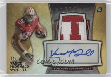 2013 Bowman Sterling - Autograph Rookie Relics - Gold Refractor #BSAR-VM - Vance McDonald /75