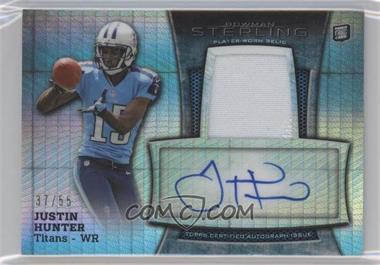 2013 Bowman Sterling - Autograph Rookie Relics - Prism Refractor #BSAR-JH - Justin Hunter /55