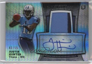 2013 Bowman Sterling - Autograph Rookie Relics - Prism Refractor #BSAR-JH - Justin Hunter /55