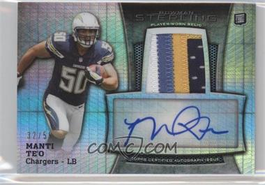 2013 Bowman Sterling - Autograph Rookie Relics - Prism Refractor #BSAR-MT - Manti Te'o /55