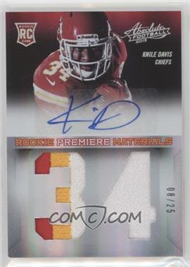 2013 Panini Absolute - [Base] - Jumbo Jersey Number Signatures Prime #219 - Rookie Premiere Materials - Knile Davis /25