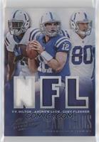 T.Y. Hilton, Andrew Luck, Coby Fleener #/99