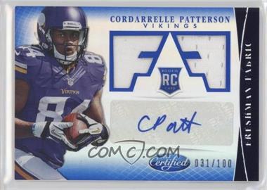 2013 Panini Certified - [Base] - Mirror Blue Signatures #304 - Freshman Fabric - Cordarrelle Patterson /100