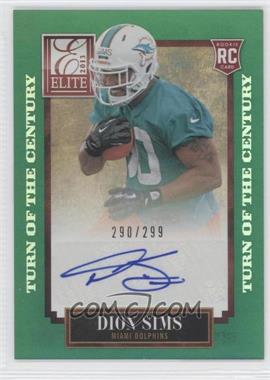 2013 Panini Elite - [Base] - Turn of the Century Rookie Signatures #130 - Dion Sims /299
