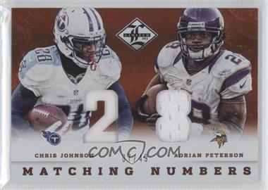 2013 Panini Limited - Matching Numbers Materials #7 - Adrian Peterson, Chris Johnson /49