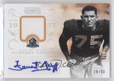 2013 Panini National Treasures - HOF 50th Anniversary Signature Materials #18 - Forrest Gregg /50