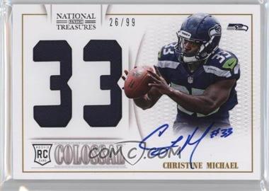 2013 Panini National Treasures - Rookie Colossal Materials - Jersey Number Signatures #3 - Christine Michael /99